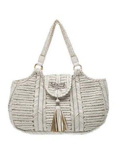 Pre-owned Anya Hindmarch Leather Top Handle Bag In White