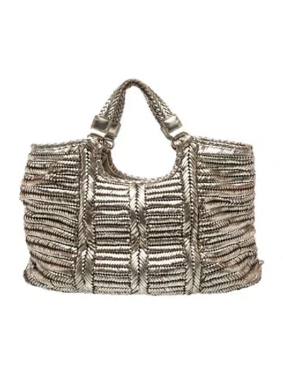 Pre-owned Anya Hindmarch Leather Tote In Gold/metallic