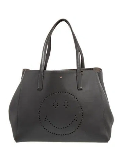 Pre-owned Anya Hindmarch Leather Tote In Grey