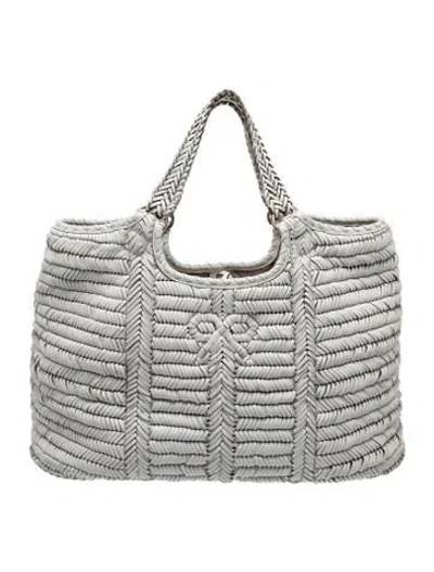 Pre-owned Anya Hindmarch Leather Tote In Metallic/silver