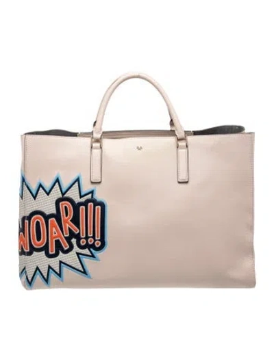 Pre-owned Anya Hindmarch Leather Tote In Neutral