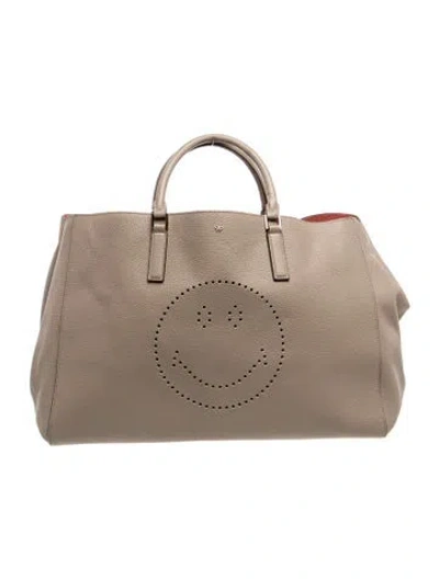 Pre-owned Anya Hindmarch Leather Tote In Neutrals