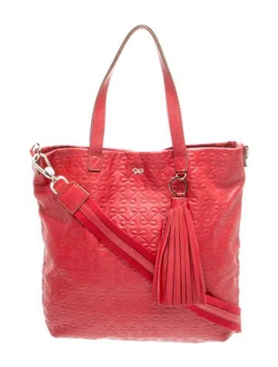 Pre-owned Anya Hindmarch Leather Tote In Red