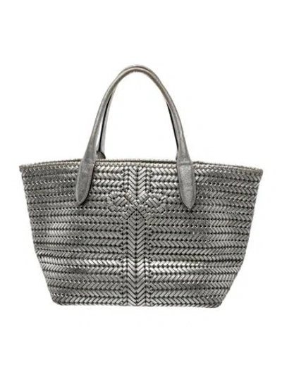 Pre-owned Anya Hindmarch Leather Tote In Silver