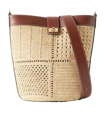Anya Hindmarch Leather-trimmed Raffia Crossbody Bag In Blue