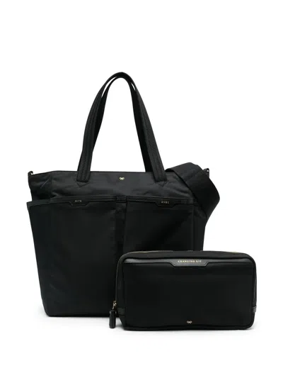 Anya Hindmarch Logo-detail Oversized Tote Bag In Schwarz