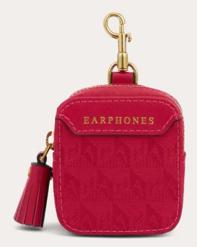 Anya Hindmarch Logo Ear Phones Travel Pouch In Pink