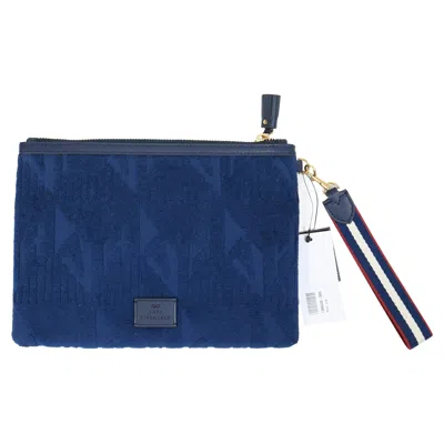 Anya Hindmarch Logo-embossed Terry Pouch In Blue Cotton