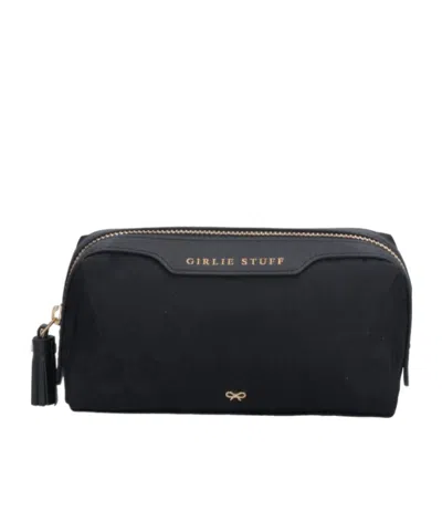 Anya Hindmarch Logo Girlie Stuff Pouch Bag In Black