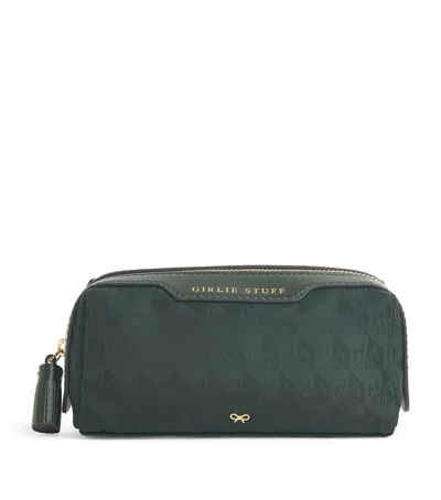 Anya Hindmarch Logo Jacquard Girlie Stuff Pouch In Green