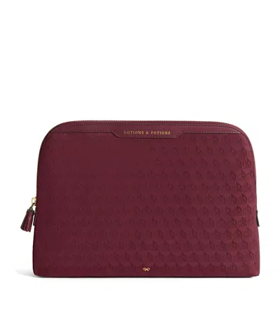 Anya Hindmarch Logo Jacquard Lotions And Potions Pouch In Red