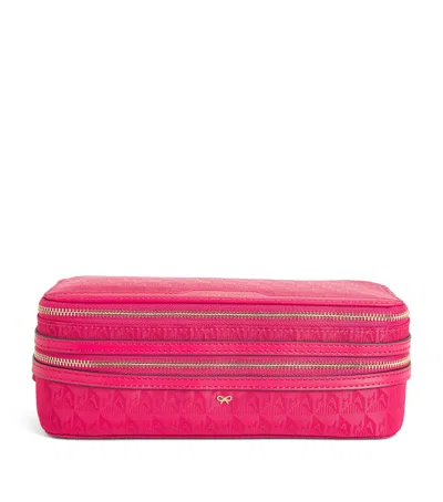 Anya Hindmarch Logo Jacquard Make-up Pouch In Pink