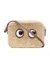 Anya Hindmarch Raffia Crossbody Bag With Iconic Eyes Applique In Nude