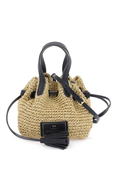 Anya Hindmarch Logo Patch Drawstring Smll Tote Bag In Beige