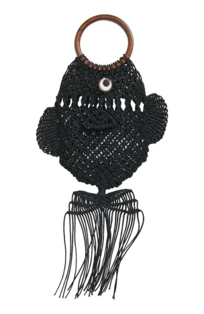 Anya Hindmarch Macramé Fish Clutch In Black
