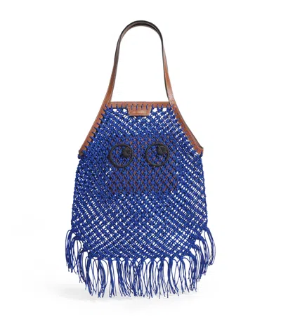 Anya Hindmarch Macrame Fringe Eyes Tote Bag
