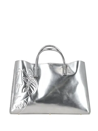 Pre-owned Anya Hindmarch Maxi Tony Ebury Tote Tote Bag In Silver