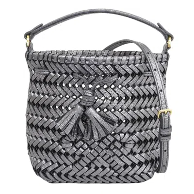 Pre-owned Anya Hindmarch Metallic Gray Leather Shoulder Bag ()