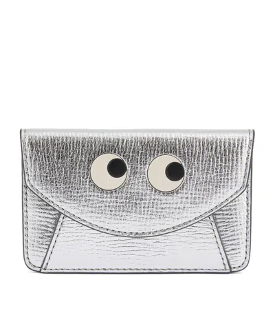Anya Hindmarch Metallic Leather Eyes Cardholder In Black