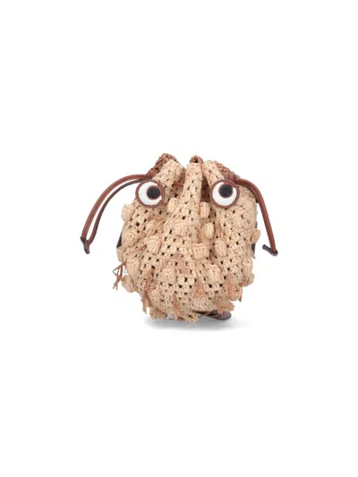 Anya Hindmarch Mini "eyes" Crossbody Bag - Beige In Multi