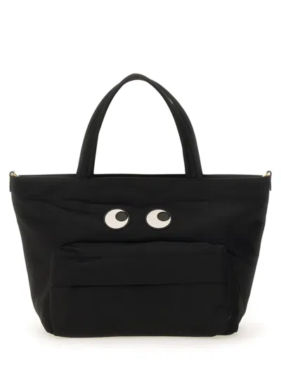 Anya Hindmarch Women Black Nylon Mini Eyes Handbag