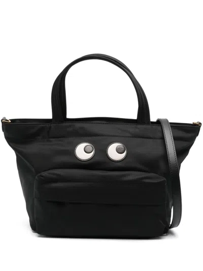 Anya Hindmarch Mini Eyes Tote Handbag In Black
