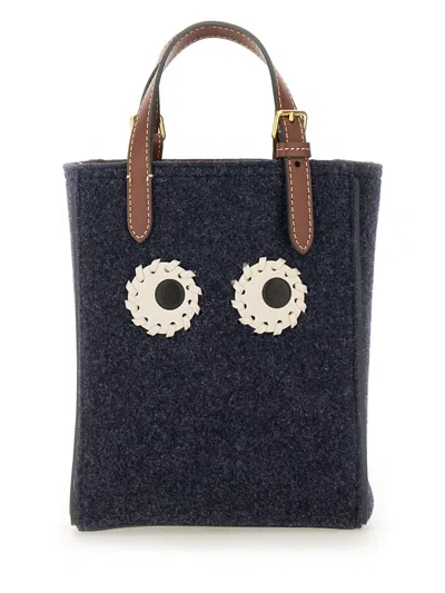 Anya Hindmarch Mini Eyes Tote Handbag In Blue