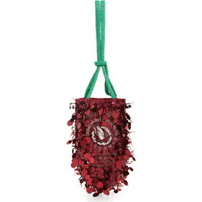 Anya Hindmarch Mini Sriracha Embellished Clutch In Burgundy