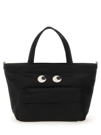 Anya Hindmarch Mini Tote Bag With Eye Motifs And Versatile Design In Black