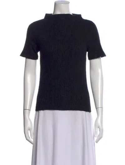 Pre-owned Anya Hindmarch Mock Neck Short Sleeve Top In Black