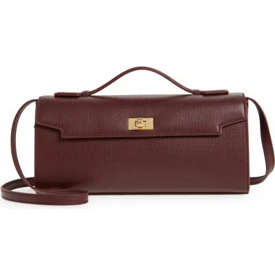 Anya Hindmarch Mortimer Crosshatch Leather Clutch In Burgundy