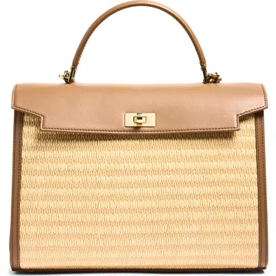 Anya Hindmarch Mortimer Leather & Raffia Top Handle Bag In Brown