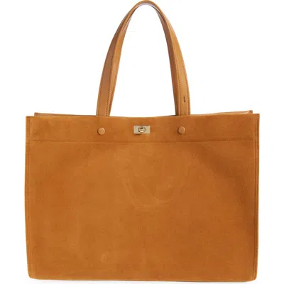 Anya Hindmarch Mortimer Small Leather And Suede Tote In Manilla
