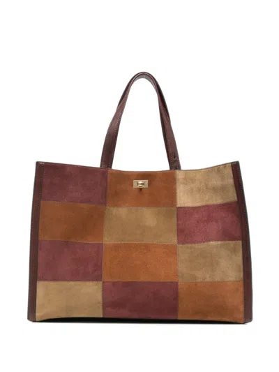 Anya Hindmarch Mortimer Patchwork Suede Tote Bag In Brown