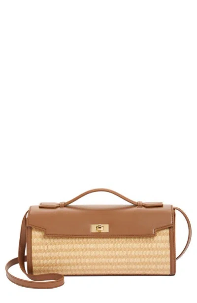 Anya Hindmarch Mortimer Raffia & Leather Clutch In Brown