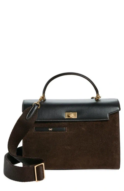 Anya Hindmarch Mortimer Leather Handbag In Espresso/ Truffle
