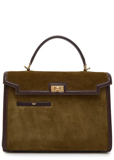 Anya Hindmarch Mortimer Suede Top Handle Bag In Green