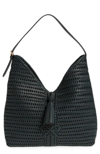 Anya Hindmarch Neeson Tassel Woven Leather Hobo Bag In Dark Holly