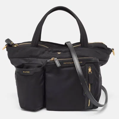Anya Hindmarch Nylon And Leather Multi Pocket Tote In Black