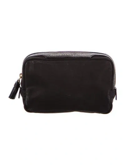 Pre-owned Anya Hindmarch Nylon Cosmetic Bag In Black