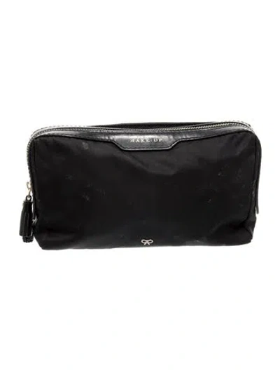 Pre-owned Anya Hindmarch Nylon Cosmetic Bag In Black