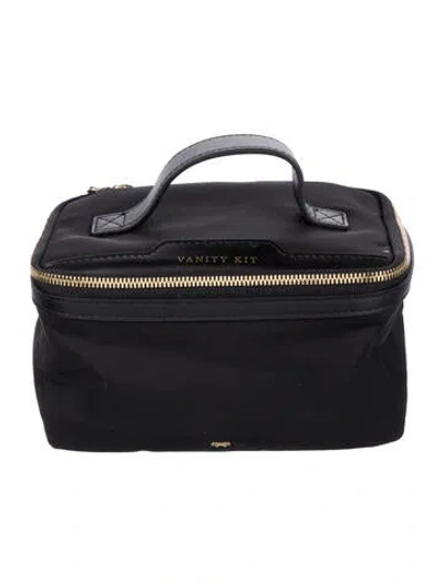 Pre-owned Anya Hindmarch Nylon Cosmetic Pouch In Black
