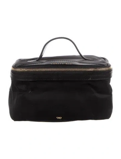 Pre-owned Anya Hindmarch Nylon Cosmetics Bag In Black
