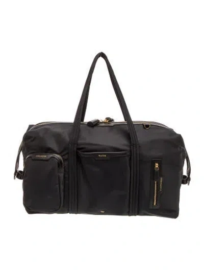 Pre-owned Anya Hindmarch Nylon Weekender Bag In Black