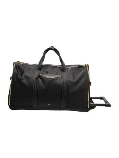 Pre-owned Anya Hindmarch Nylon Weekender Bag In Black