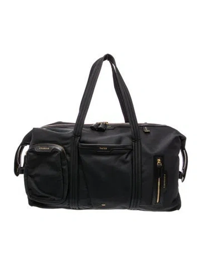 Pre-owned Anya Hindmarch Nylon Weekender Bag In Black