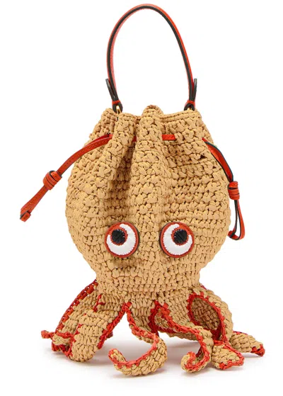 Anya Hindmarch Octopus Raffia Cross-body Bag In Beige