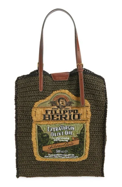 Anya Hindmarch Olive Oil Woven Raffia North/south Tote In Brown