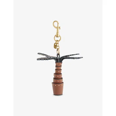 Anya Hindmarch Womens Cedar Palm Tree Leather Bag Charm In Gold