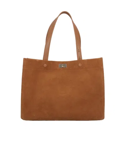 Anya Hindmarch Panelled Top Handle Bag In Brown
